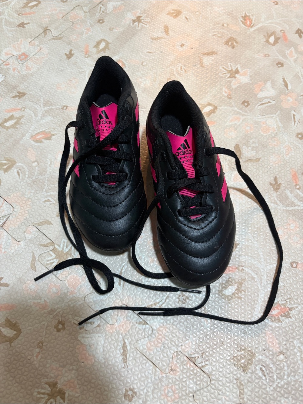 adidas Kids Black and Pink Lace-Up Sneakers